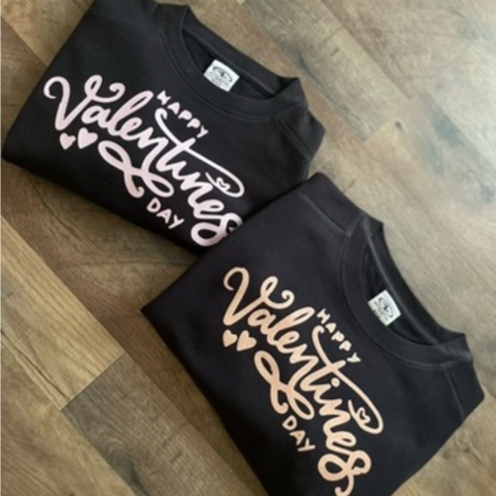 Logo Athletic Black Sweatshirt with Pink Valentine's Print